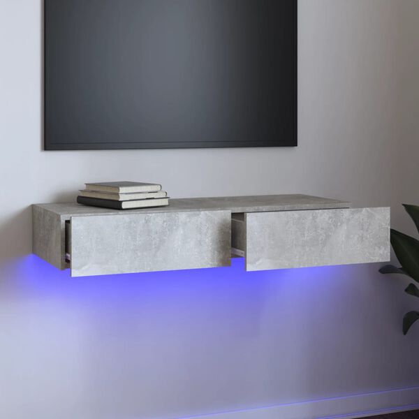 vidaXL TV skříňka s LED osvětlením betonově šedá 90 x 35 x 15,5 cm