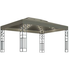 vidaXL Alt&aacute;n s dvojitou stř&iacute;&scaron;kou a světeln&yacute;mi LED řetězy 3 x 4 m taupe