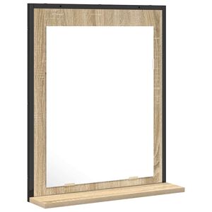 vidaXL Koupelnov&eacute; zrcadlo s polic&iacute; N&aacute;stěnn&yacute; Čern&aacute; 50 x 12 x 60 cm