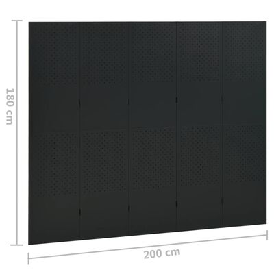 vidaXL 5dílné paravány 2 ks černé 200x180 cm ocel