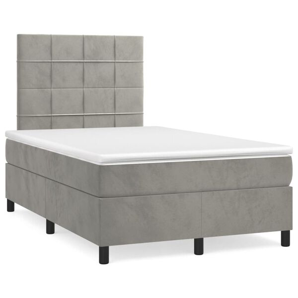 vidaXL Box spring postel s matrac&iacute; světle &scaron;ed&aacute; 120 x 200 cm samet