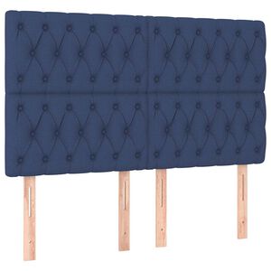 vidaXL Čelo postele modr&eacute; 144x7x118/128 cm l&aacute;tkov&eacute;