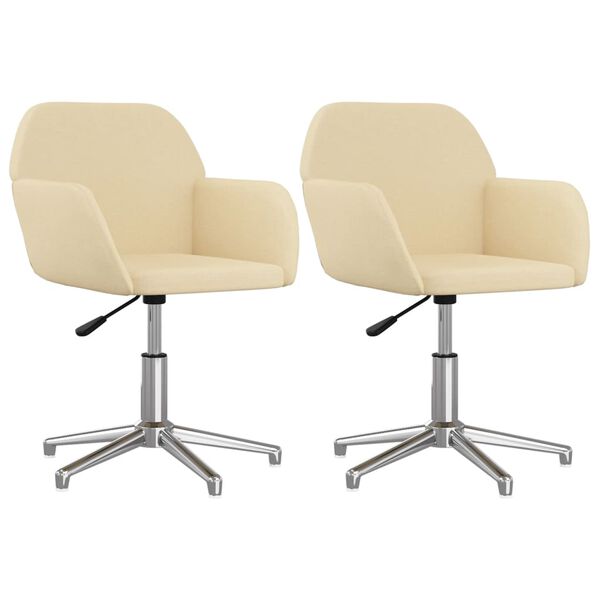 vidaXL Otočné jídelní židle 2 ks krémové textil