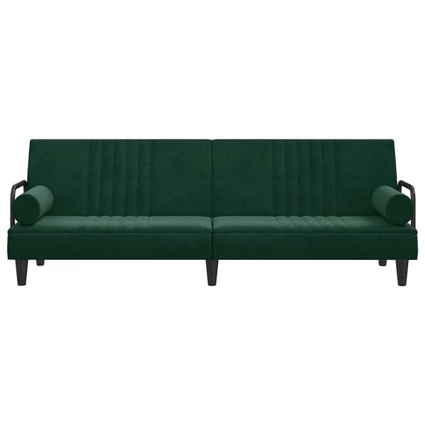 vidaXL Rozkl&aacute;dac&iacute; pohovka s područkami tmavě zelen&aacute; samet