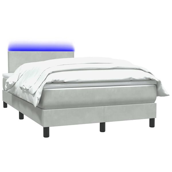 vidaXL Box spring postel s matrac&iacute; a LED světle &scaron;ed&aacute; 120x220 cm samet