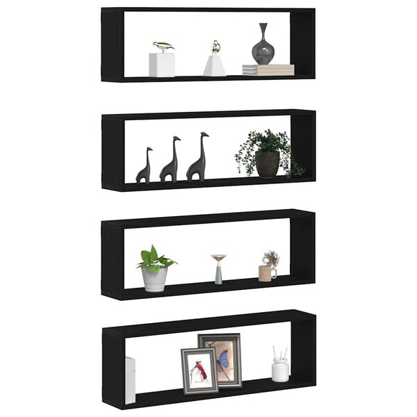 vidaXL N&aacute;stěnn&aacute; police s polic&iacute; 4 pcs Čern&yacute; dub 80 x 15 x 26 cm