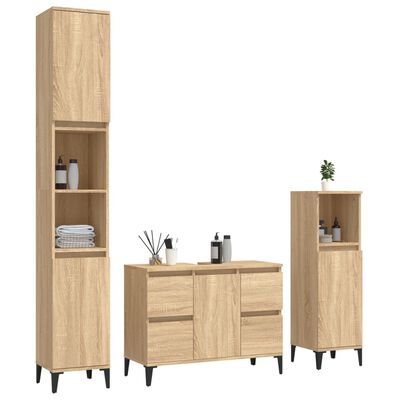 vidaXL 3dílný set koupelnového nábytku dub sonoma kompozitní dřevo
