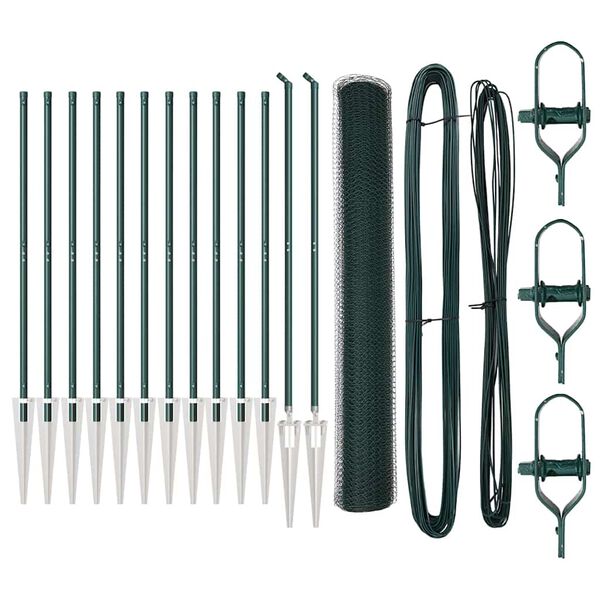 vidaXL Plotov&yacute; sloupek. Zelen&aacute; 25 x 1 m (13 mm s&iacute;ťovina) Ocel