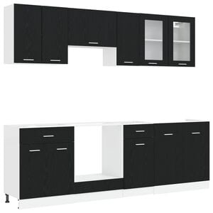 vidaXL Kuchyňsk&aacute; jednotka Lyon 8 pcs Čern&yacute; dub kompozitn&iacute; dřevo