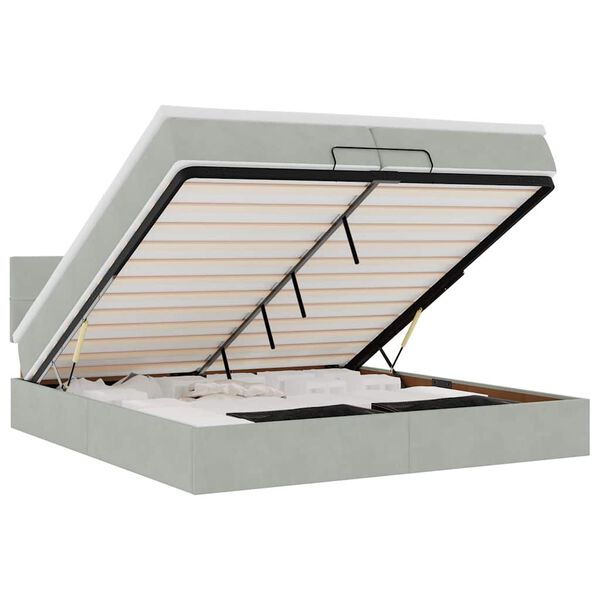 vidaXL Osmansk&yacute; r&aacute;m postele s matrac&iacute;es světle &scaron;ed&aacute; 200x200cm samet