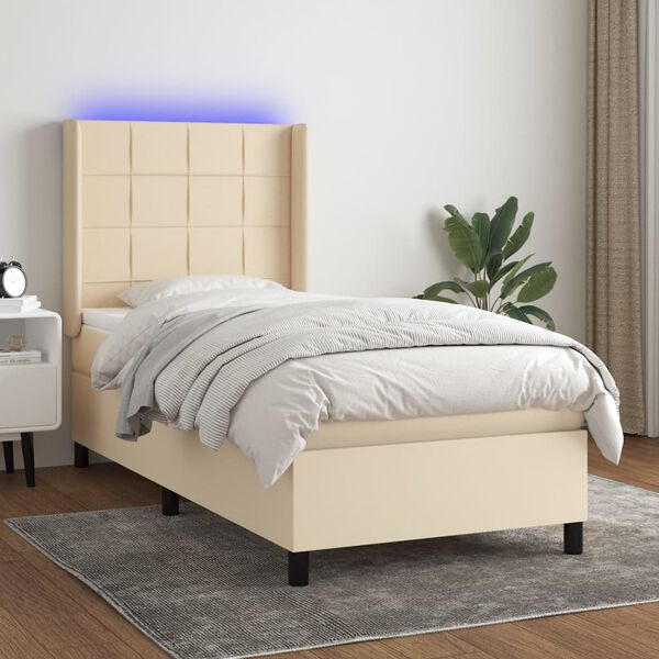 vidaXL Box spring postel s matrac&iacute; a LED kr&eacute;mov&aacute; 80 x 200 cm textil