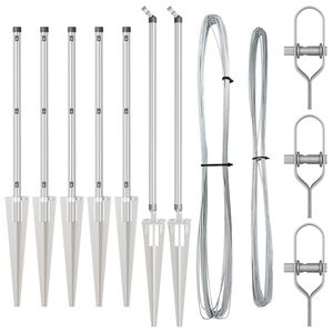 vidaXL Plotové sloupky 7 pcs Stříbrná Ø32mm 120 cm Pozinkovaná ocel