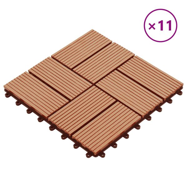 vidaXL Dlažba na terasu 11 pcs Teak 30 x 30 cm Dřevoplast