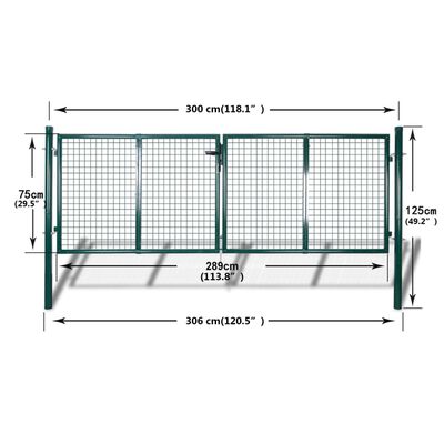 Zahradní plotová brána 289 x 75 cm / 306 x 125 cm pletivo