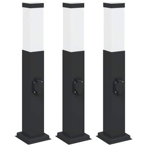 vidaXL Sloupkov&aacute; světla se z&aacute;suvkou 3 ks 50 cm čern&aacute; IP44