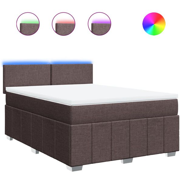 vidaXL Box spring postel s matrac&iacute; tmavě hněd&aacute; 140x200 cm textil