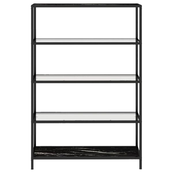 vidaXL Policový regál černý mramor a průhledný 100 x 36 x 168 cm sklo