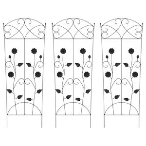 vidaXL Zahradn&iacute; plot 3 ks Čern&aacute; 110,5 x 42,5 cm Ocel