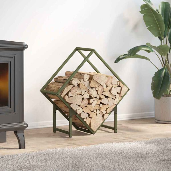 vidaXL Stojan palivov&eacute; dřevo Olivově zelen&aacute; Ocel v&aacute;lcovan&aacute; za studena