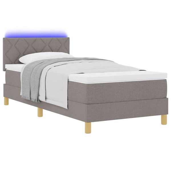 vidaXL LED box pružinov&aacute; postel s matrac&iacute; Taupe 90 x 190 cm textil