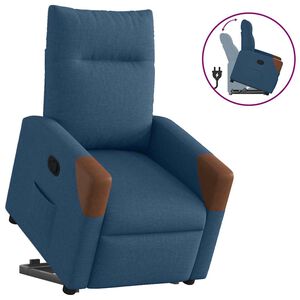 vidaXL Zvedac&iacute; polohovac&iacute; křeslo modr&eacute; textil