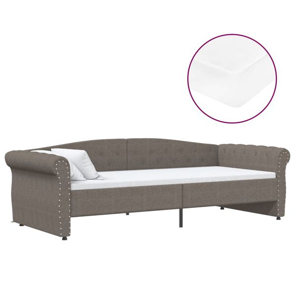 vidaXL V&aacute;lenda s matrac&iacute; a USB taupe textil 90 x 200 cm