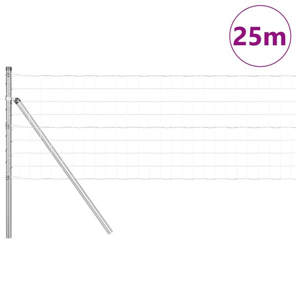 vidaXL Plot s sloupkem Stř&iacute;brn&aacute; 0,8 x 25 m Ocel a PVC