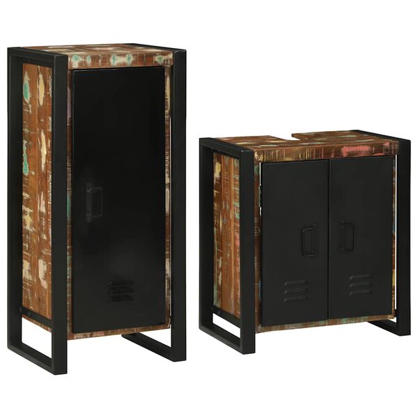 vidaXL Sada koupelnov&eacute;ho n&aacute;bytku 2 pcs Masivn&iacute; znovu použit&eacute; dřevo