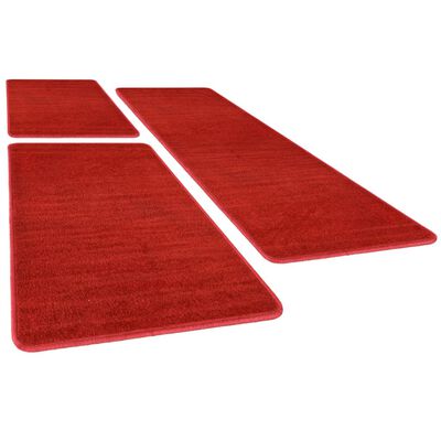 vidaXL Koberce k posteli s vysokým vlasem 3 ks červené