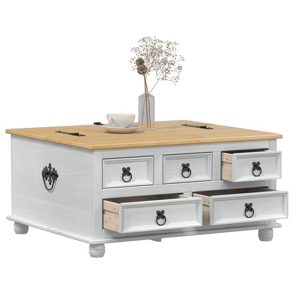 vidaXL storage box s polic&iacute; B&iacute;l&aacute; 90 x 78 x 45 cm Masivn&iacute; borov&eacute; dřevo