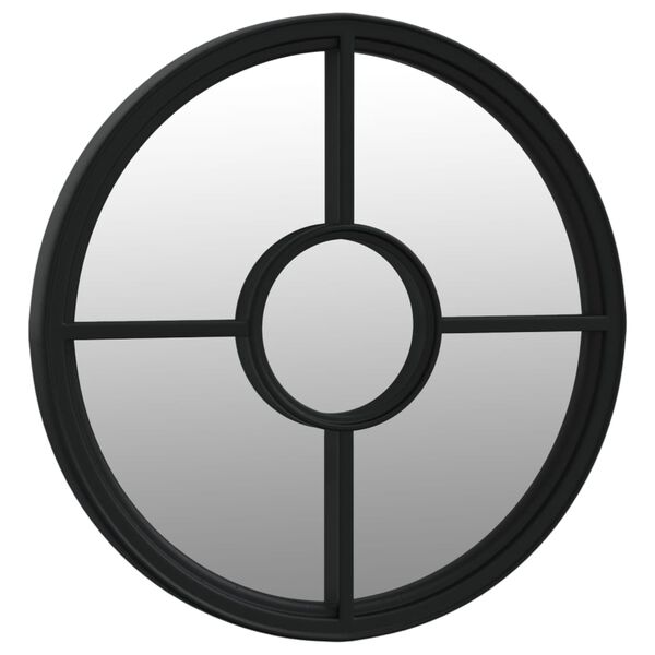 vidaXL Zahradn&iacute; zrcadlo čern&eacute; 60 x 4 cm železo kulat&eacute; do exteri&eacute;ru