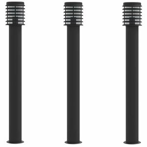 vidaXL Venkovn&iacute; stojac&iacute; lampy 3 ks čern&eacute; 110 cm nerezov&aacute; ocel