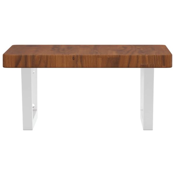 vidaXL Deska pod umyvadlo n&aacute;stěnn&aacute; ocel a masivn&iacute; dubov&eacute; dřevo