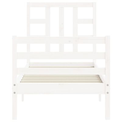 vidaXL Rám postele s čelem bílý Small Single masivní dřevo