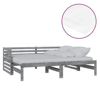 vidaXL Výsuvná denní postel 2 × (90x200 cm) šedá masivní borové dřevo