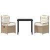 vidaXL Zahradn&iacute; j&iacute;deln&iacute; souprava 3 pcs Beige a kr&eacute;mov&aacute; b&iacute;l&aacute; polyratan