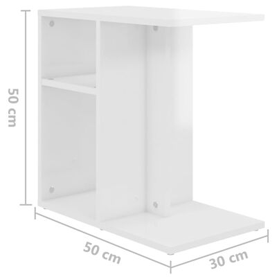 vidaXL Odkládací stolek bílý s vysokým leskem 50x30x50 cm dřevotříska