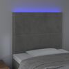 vidaXL Čelo postele s LED světle &scaron;ed&eacute; 90x5x118/128 cm samet