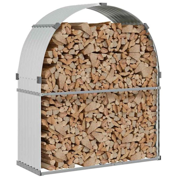 vidaXL Stojan na dřevo stříbrný 120 x 45 x 140 cm pozinkovaná ocel