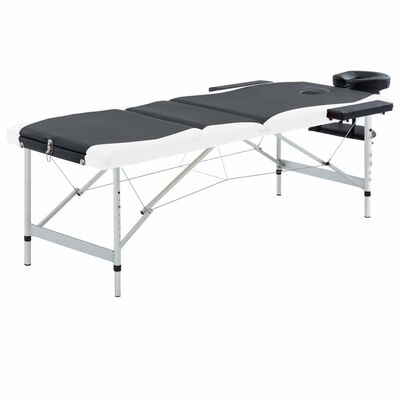 vidaXL Skládací masážní stůl se 3 zónami hliník černý a bílý