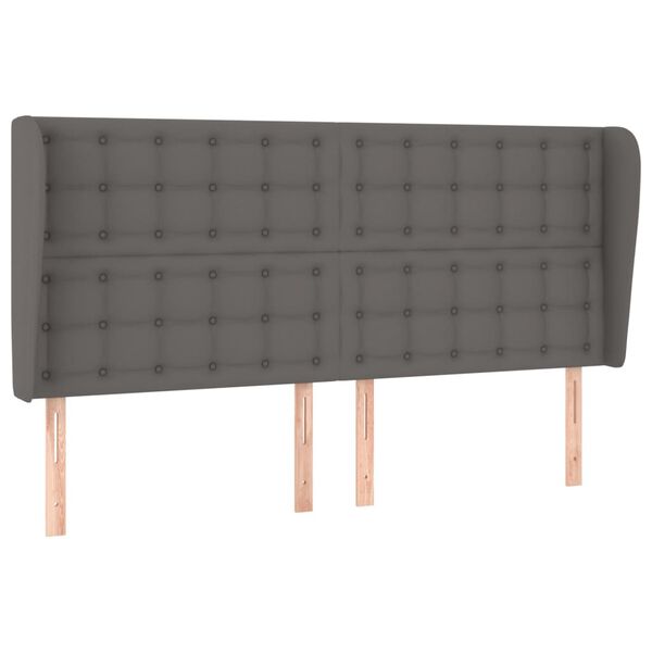 vidaXL Čelo postele typu u&scaron;&aacute;k tmavě &scaron;ed&aacute; 163x23x118/128 cm uměl&aacute; kůže