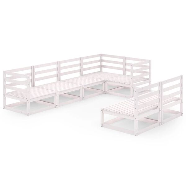 vidaXL 7d&iacute;ln&aacute; zahradn&iacute; sedac&iacute; souprava b&iacute;l&aacute; masivn&iacute; borovice