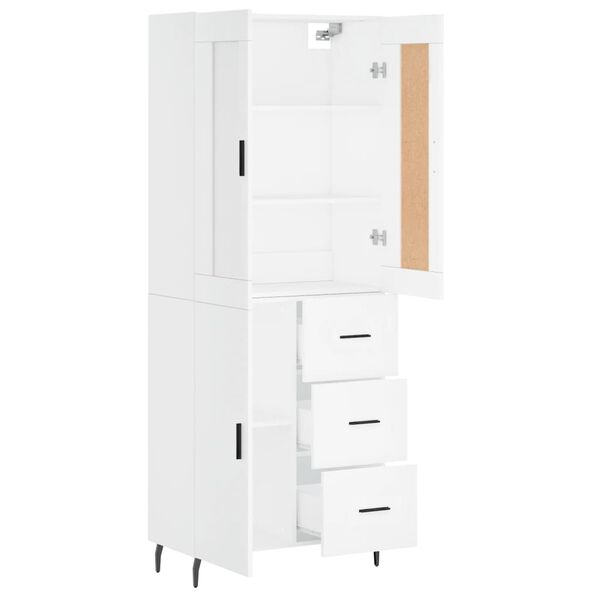 vidaXL Skř&iacute;ň highboard b&iacute;l&aacute; 69,5 x 34 x 180 cm kompozitn&iacute; dřevo