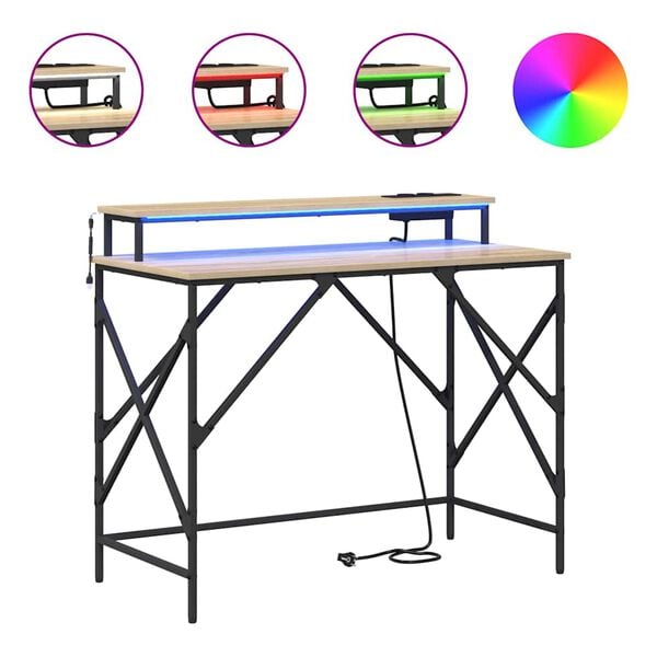 vidaXL Stůl s polic&iacute; Sonoma dub 100 x 50 x 86,5 cm kompozitn&iacute; dřevo