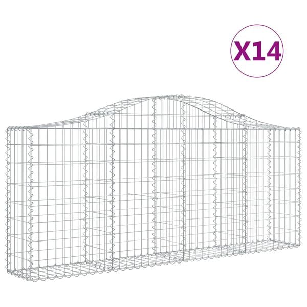 vidaXL Klenut&eacute; gabionov&eacute; ko&scaron;e 14ks 200x30x80/100 cm pozinkovan&eacute; železo