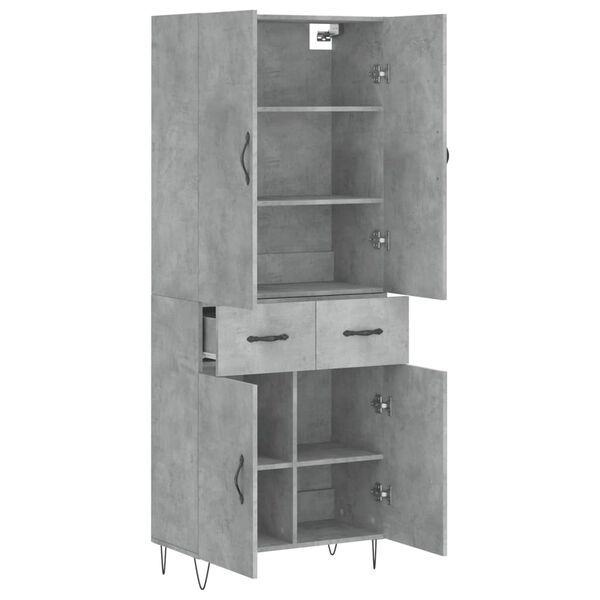 vidaXL Skř&iacute;ň highboard betonově &scaron;ed&aacute; 69,5x34x180 cm kompozitn&iacute; dřevo