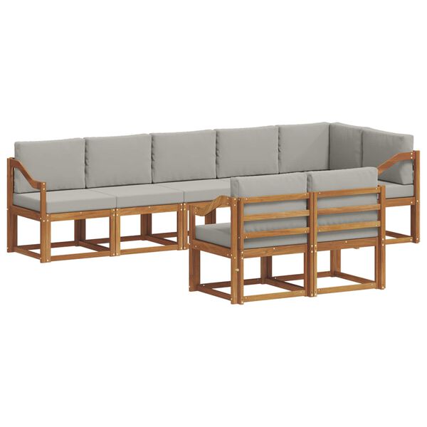 vidaXL Venkovn&iacute; pohovkov&aacute; souprava 8 pcs Př&iacute;rodn&iacute; a světle &scaron;ed&aacute;