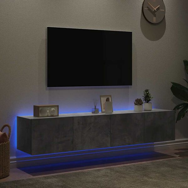vidaXL Nástěnné TV skříňky s LED 2 ks betonově šedé 80 x 35 x 31 cm