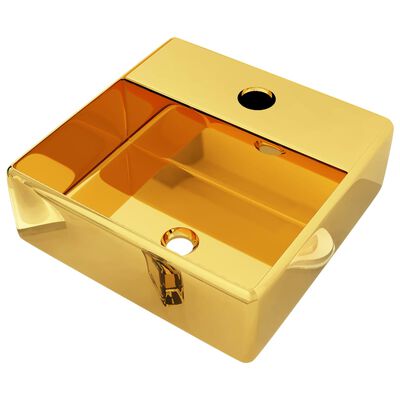vidaXL Umyvadlo s otvorem pro baterii zlaté 38 x 30 x 11,5 cm keramika