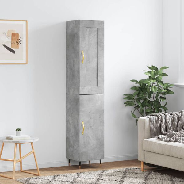 vidaXL Skř&iacute;ň highboard betonově &scaron;ed&aacute; 34,5x34x180 cm kompozitn&iacute; dřevo